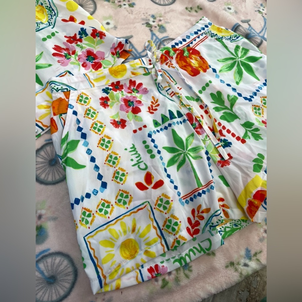 SOLD NWT Cynthia Rowley Bell Pepper Button Front and Shorts Pajama Set - Picture 4 of 5
